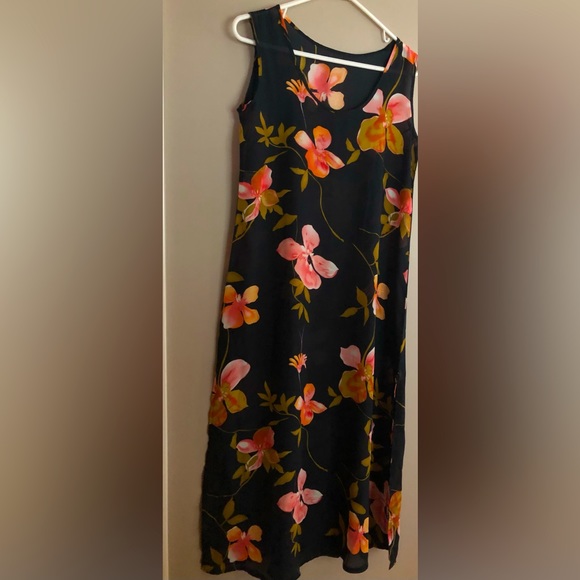 BOCA RATON NEW OLD STK BEACH RESORT AJ TROPICS Blk Swim Coverup Maxi Floral S - Picture 1 of 1